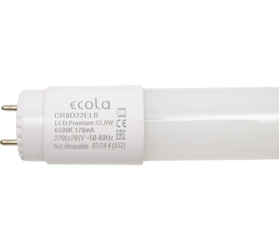 Изображение товара Светодиодная лампа Ecola T8 Premium G13 LED 22,0W 220V 6500K с повор. цоколями 1213x26 упак.инд.п/э. /25 CR8D22ELB