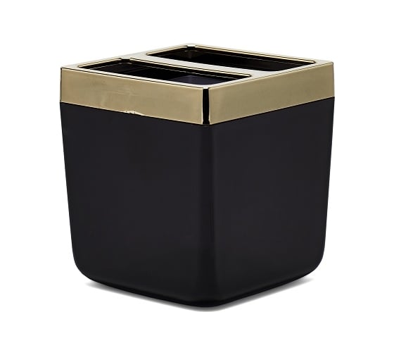 Изображение товара Стакан для зубной пасты и щётки PRIMANOVA TOSKANA чёрный-золото, пластик M-SA03-25-A