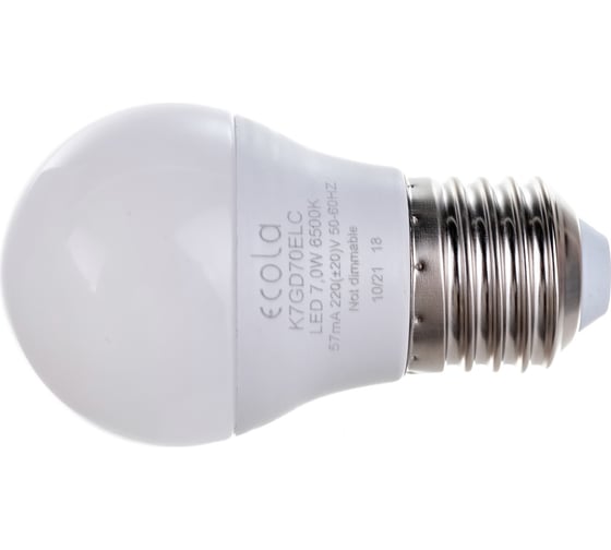 Изображение товара Светодиодная лампа Ecola globe LED 7,0W G45 220V E27 6500K шар композит 82x45 K7GD70ELC