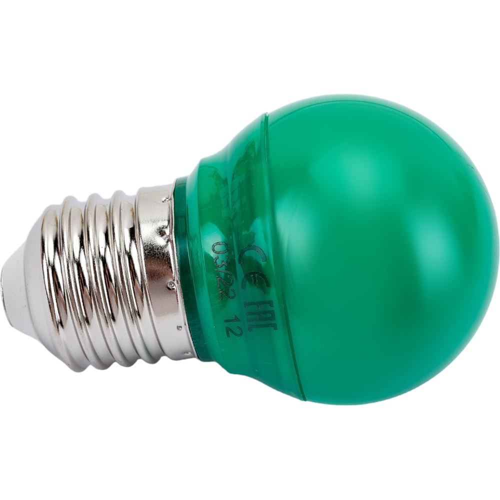 Изображение товара Светодиодная лампа Ecola globe LED color 5,0W G45 220V E27 Green шар Зеленый матовая колба 77x45 K7CG50ELB