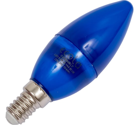 Изображение товара Светодиодная лампа Ecola candle LED color 6,0W 220V E14 Blue свеча Синяя матовая колба 103x37 C4TB60ELY