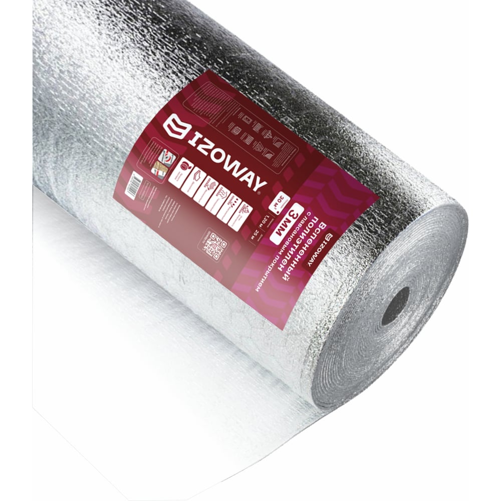 Изображение товара Лавсан РМ Izoway Стандарт 3 мм 1,2x25 м теплоизоляционный вспененный полиэтилен