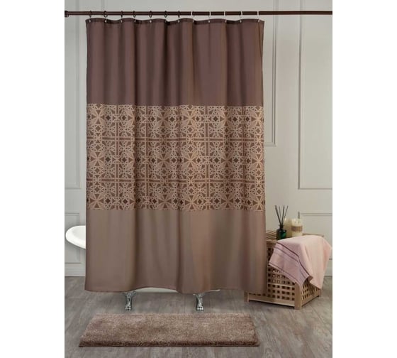 Изображение товара Штора для ванной с утяжелителем PRIMANOVA BOHEMIA размер: 180х200 см, материал: PLE ткань DR-40004