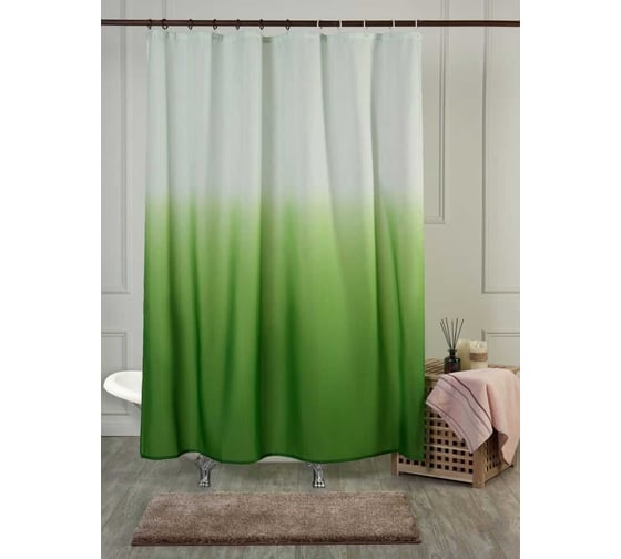 Изображение товара Штора для ванной PRIMANOVA DIAMOND 180x200 PLE, зеленый DR-70006