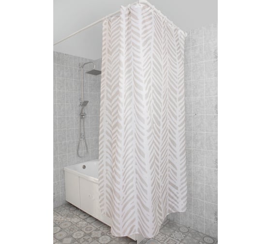 Изображение товара Штора для ванной с утяжелителем PRIMANOVA SKANDI размер: 180х200 см, материал: PLE DR-40008