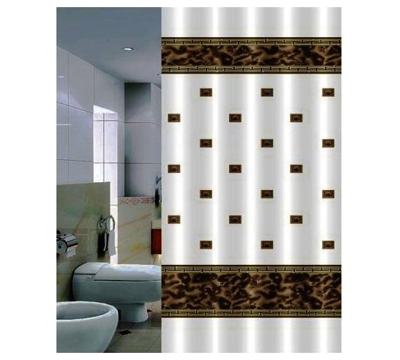 Изображение товара Штора для ванной PRIMANOVA Zumrut 180x200 PLE коричневый DR-50017