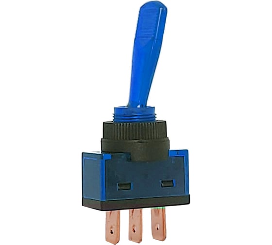 Изображение товара Однополюсный тумблер Nord-Yada 12V 20А с синей подсветкой (3контакта) ON-OFF 905521