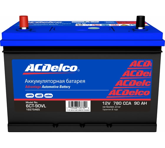 Изображение товара Аккумулятор ACDelco Asia 90-З-L Прямая Полярность 19375465