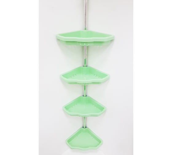 Изображение товара Угловая полка PRIMANOVA зелёная, телескопическая алюминиевая трубка 135-260 см, 4 полки 25x25 см M-N17-05