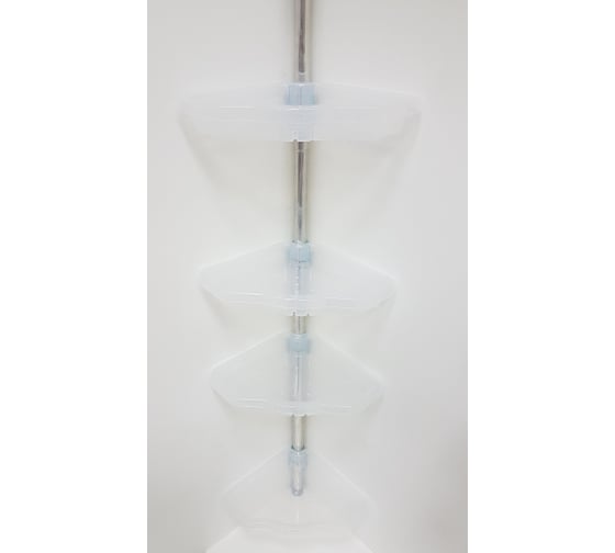 Изображение товара Угловая полка PRIMANOVA прозрачно-натуральная, телескопическая алюминиевая трубка, 135-260 см, 4 полки M-N17-16