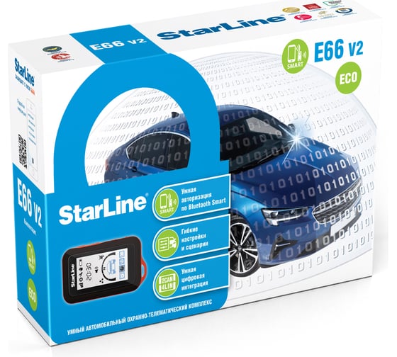 Изображение товара Охранно-телематичекий комплекс StarLine E66 V2 BT ECO 2CAN+4LIN 4003275