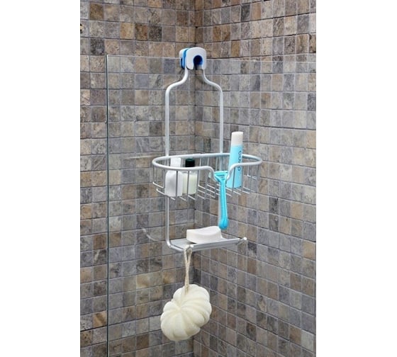 Изображение товара Алюминиевая полка для душа PRIMANOVA с одной корзиной и мыльницей, 11x25x41 M-N25-30