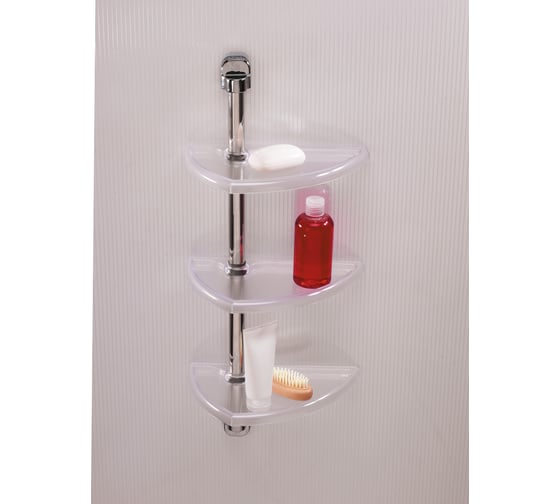 Изображение товара Настенная полка PRIMANOVA прозрачно-натуральная, алюминиевая трубка, 3 полки, 27.7x16x63 см M-N16-16