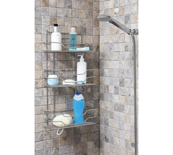 Изображение товара Прямая 3-х ярусная полка PRIMANOVA FEST 24.5x15.5x50 см, хром D-05225