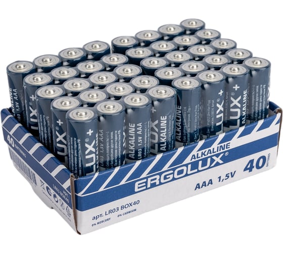 Изображение товара Батарейка Ergolux LR03 Alkaline BOX40 (ПРОМО, LR03 BOX40,1.5В) 14672