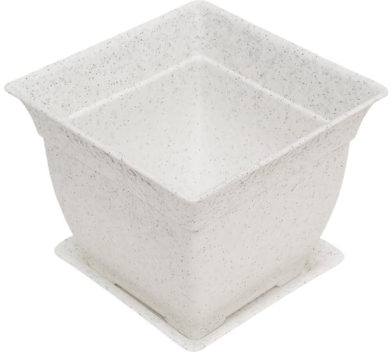 Изображение товара Кашпо с поддоном Осколпласт 15х15 см, квадратное, мраморное 151-08