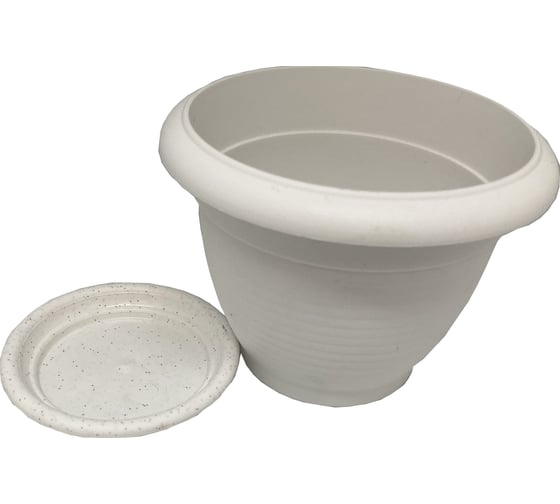 Изображение товара Кашпо с поддоном Осколпласт 2.7 л, мраморное 270-08