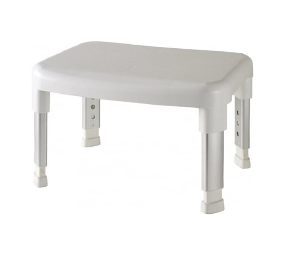 Изображение товара Стул для ванной PRIMANOVA 34x42 см, белое, ножки алюминий, с регулируемой высотой, 24-29 см M-KV22-01