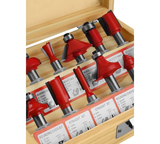 Изображение товара Набор твердосплавных фрез по дереву 12 шт vertextools 05-05-0512