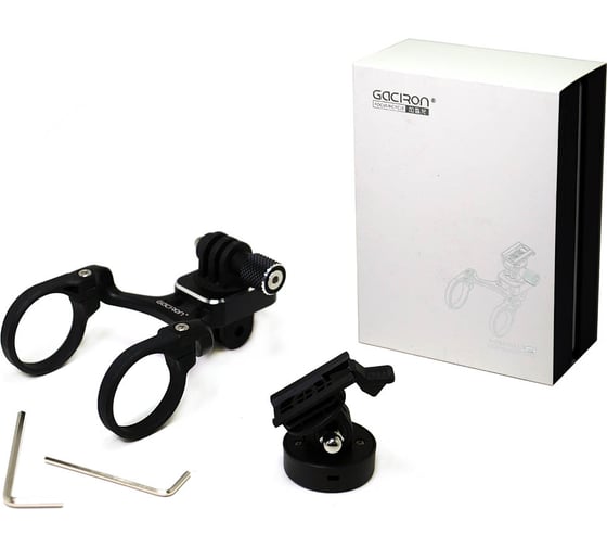 Изображение товара Крепление переднего фонаря GACIRON H09, алюм.черный, 2хомута, совместим с Go-Pro, Garmin H000015919