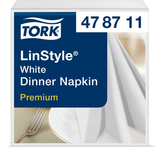 Изображение товара Сервировочные бумажные нетканые салфетки TORK 39х39 см, 50 шт, белые 478711 111626