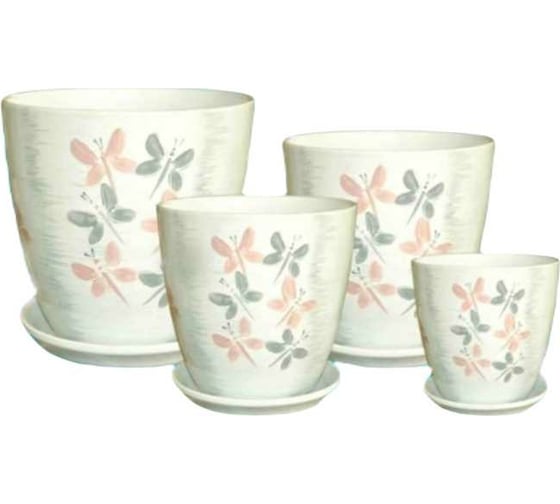 Изображение товара Комплект горшков для цветов Сады Аурики РС09 Бутон Вальс люкс, керамика, 12 см, 15 см, 18 см, 21 см 045315