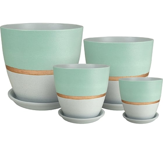 Изображение товара Комплект горшков для цветов РС146 Паталь эстет, керамика, 12 см, 15 см, 18 см, 21 см 064279