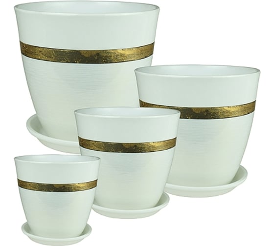 Изображение товара Комплект горшков для цветов Сады Аурики РС156 Роспись бутон, керамика, 12 см, 15 см, 18 см, 21 см 064289