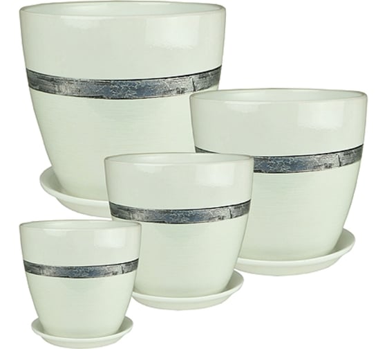 Изображение товара Комплект горшков для цветов РС154 Паталь эстет, керамика, 12 см, 15 см, 18 см, 21 см 064294