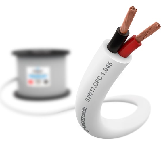 Изображение товара Акустический кабель PROCAST cable SJW 17.OFC.1,045.100, 17AWG 2x1,045mm2, PVC, белый, 100 м НФ-00001817