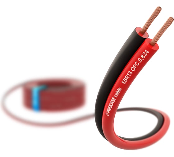 Изображение товара Акустический кабель PROCAST cable SBR 18.OFC.0.824.100, 18AWG 2x0,824mm2, красно-черный, 100м НФ-00001869
