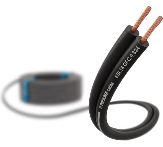 Изображение товара Акустический кабель PROCAST cable SBL 18.OFC.0,824.100, 18AWG 2x0,824mm2, черный, 100 м НФ-00001769