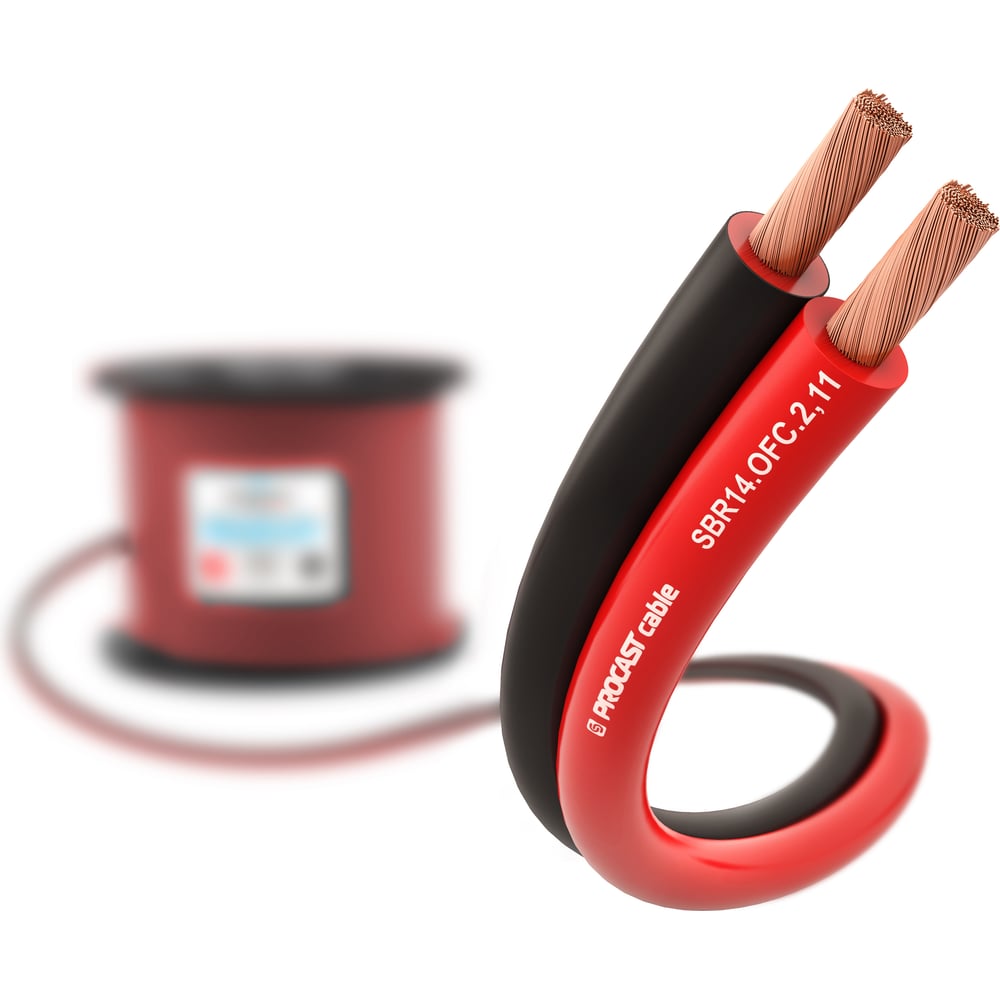 Изображение товара Акустический кабель PROCAST cable SBR 14.OFC.2,11.25, 14AWG 2x2,11mm2, красно-черный, 25 м НФ-00001762