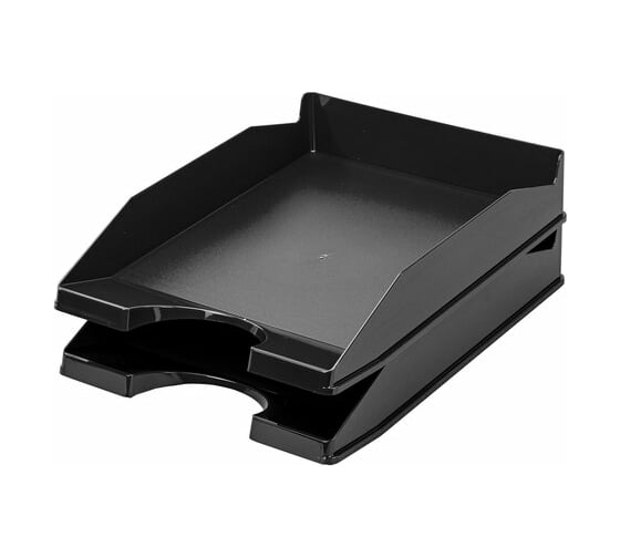 Изображение товара Горизонтальный лоток для бумаг BRAUBERG комплект 2 шт, Modern, 346x254x61 мм, черный 238024
