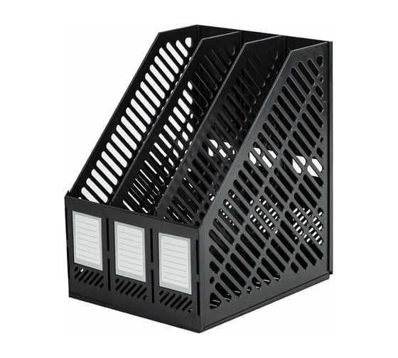 Изображение товара Вертикальный лоток для бумаг BRAUBERG Office-Expert, 255 мм, 3 отделения, сборный, черный 238017