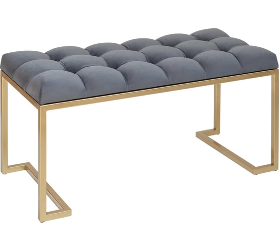 Изображение товара Банкетка GreenWeen OMEGA MINI, золотая, Mouse Grey, каретная стяжка GW-OMEGAMINI-MG-850G-K