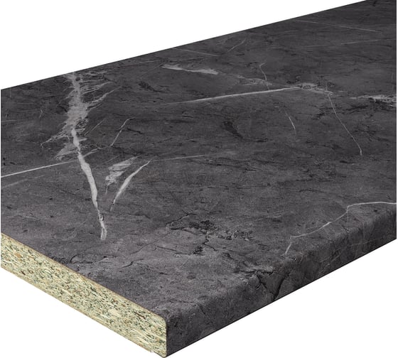 Изображение товара Влагостойкая столешница Союз 3050х600х38 мм, Мрамор Лацио черный С2343М