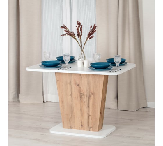 Изображение товара Обеденный стол Tetchair GENT ЛДСП, 110-145x68,6x75,5 см, дуб вотан/белый 19130