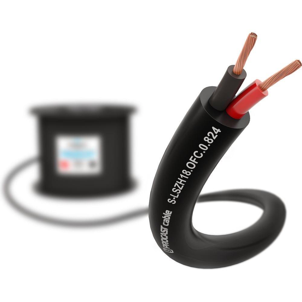 Изображение товара Акустический кабель PROCAST cable S-LSZH 18.OFC.0,824.25, 18AWG 2x0,824mm2, красно-черный, 25м НФ-00001810