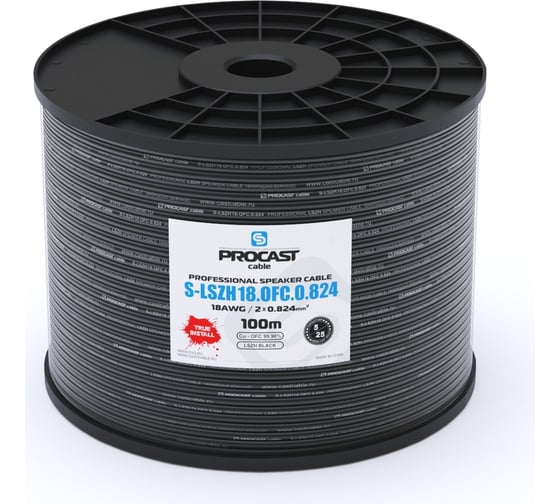 Изображение товара Акустический кабель PROCAST cable S-LSZH 18.OFC.0,824.5, 18AWG 2x0,824mm2, красно-черный, 5м НФ-00001807