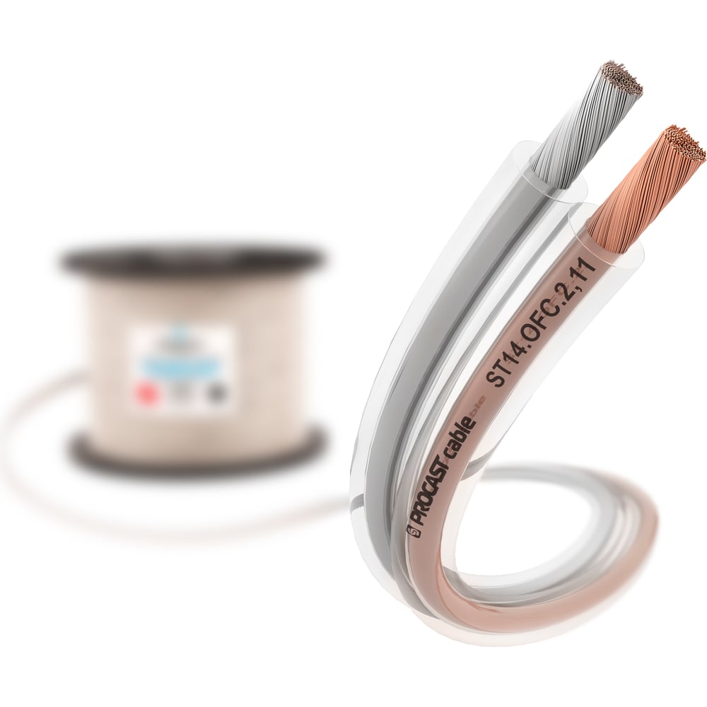 Изображение товара Акустический кабель PROCAST cable ST 14.OFC.2,11.15, 14AWG 2x2,11mm2, прозрачный, 15 м НФ-00001797