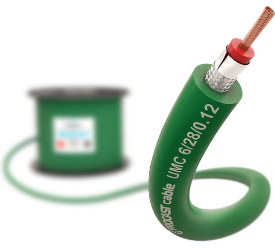 Изображение товара Небалансный микрофонный кабель PROCAST cable UMC 6/28/0,12.3, 6mm, зеленый, 3 м НФ-00001830