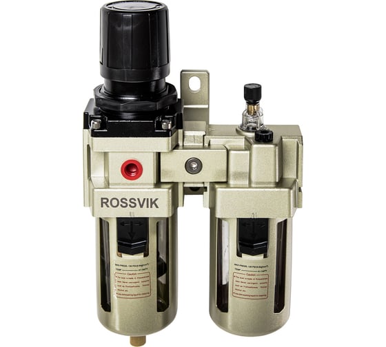 Изображение товара Фильтр регулятор с манометром с лубрикатором 1/2" Rossvik F154/3.R