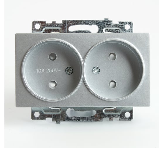 Изображение товара 2-местная розетка STEKKER без заземления (механизм), GLS10-7109-03, 250V, 10А с защитной шторкой, серия Катрин, 39583