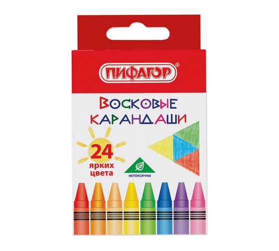Изображение товара Восковые карандаши ПИФАГОР СОЛНЫШКО набор 24 цвета 227281