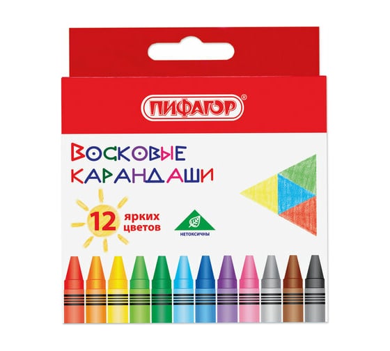 Изображение товара Восковые карандаши ПИФАГОР СОЛНЫШКО набор 12 цветов 227279