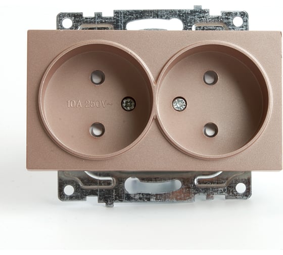 Изображение товара 2-местная розетка STEKKER без заземления (механизм), GLS10-7113-02, 250В, 10А с защитной шторкой, серия Катрин, 39597