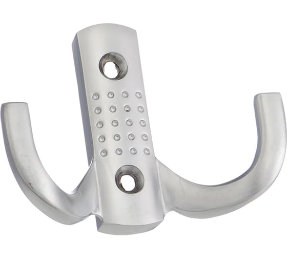Изображение товара 2-х рожковый крючок СКОБЯНОЙ перфорированный, матовый хром 007433