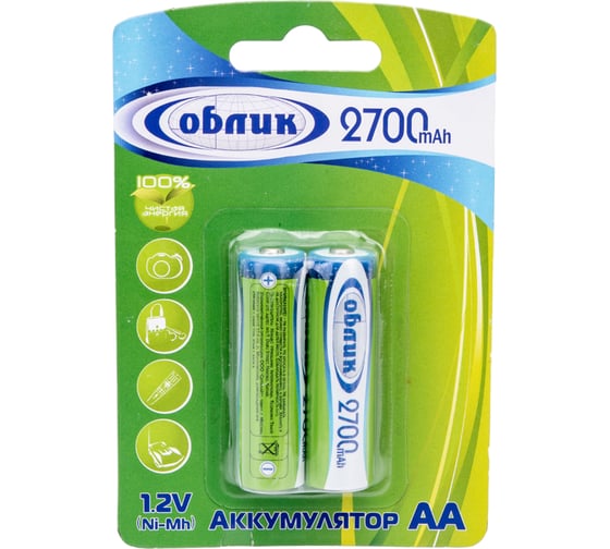 Изображение товара Аккумуляторы Облик Ni-Mh АА -2700 mAh Блистер-2 6171