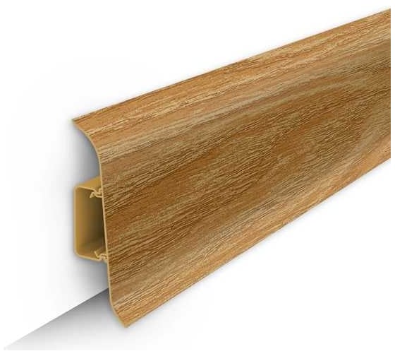 Изображение товара Напольный плинтус с центральной планкой IDEAL Классик 70 мм, 2.2 м, 206 дуб коньячный К-П70п 206